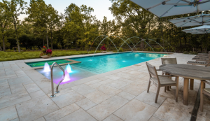 natural stone pool deck installation